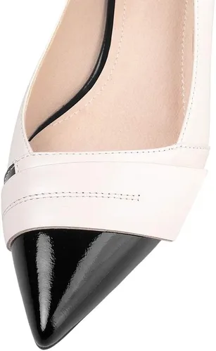 Vista 3 de TinaCus Zapatos de tacón bajo cómodos de piel auténtica hechos a mano con punta de charol para mujer