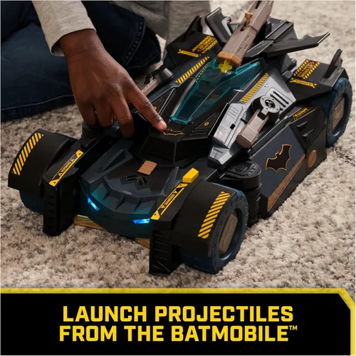 Vista 5 de DC Comics Batman, juego transformador definitivo de Batmóvil, juego 2 en 1 con figura exclusiva y planeador, luces, sonidos, juguetes para niños