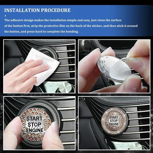 Vista 7 de General Motors - Cubierta para botón de encendido del automóvil, cubierta de botón de diamante sintético antiarañazos, anillo decorativo para botón