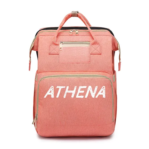 Vista 9 de Bolsa de pañales personalizada con nombre bordado para mamá, mochila extragrande, plegable, elástica