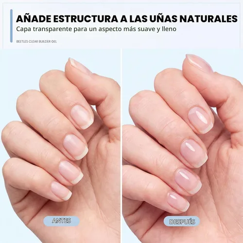 Vista 3 de Beetles - Gel constructor para uñas, 2 piezas de gel transparente 8 en 1, para fortalecer las uñas naturales instantáneas y extensión para salón