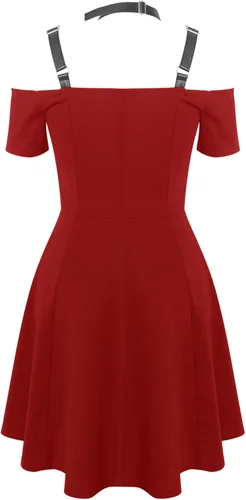 Vista 5 de Vestido de mujer con tirantes sin mangas, con hombros descubiertos, vestido punk, vestido gótico de Halloween, estilo renacentista, vestido elegante