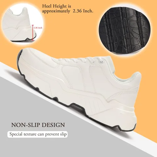 Vista 3 de BELOS Zapatos deportivos gruesos de plataforma para mujer, zapatos deportivos de moda, casuales, con cordones, cómodos, ligeros, para caminar