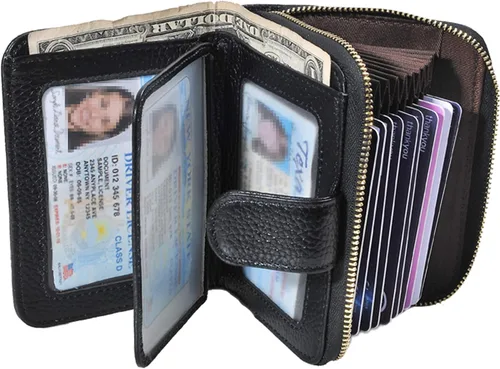 Vista 8 de Beurlike billetera de cuero, con tarjetero con bloqueo RFID, organizador, billetera segura para mujer