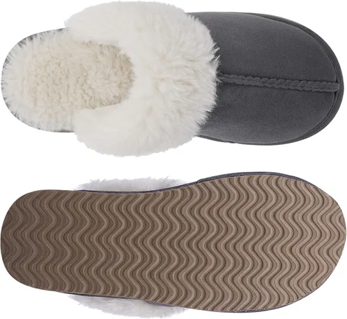 Vista 5 de Litfun Pantuflas mullidas de espuma viscoelástica para mujer, zapatos de invierno para interiores y exteriores