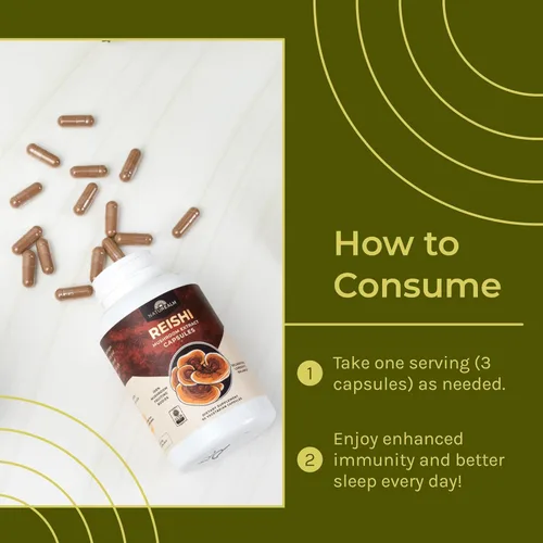 Vista 6 de Naturealm Suplemento de hongos Reishi – Cápsulas de extracto de hongo Reishi orgánico para bienestar y apoyo cognitivo – 90 cápsulas vegetarianas