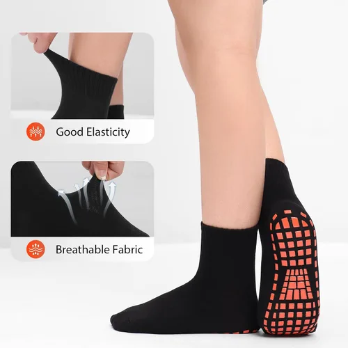 Vista 2 de NOVAYARD 5 pares de calcetines antideslizantes antideslizantes pegajosos para yoga, pilates, hospital, calcetines para hombres y mujeres