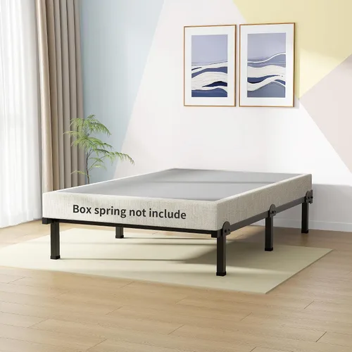 Vista 6 de Superay Marco de cama de metal, base de cama de 6 patas, soporte de 8 pulgadas para somier, individual, fácil montaje, negro