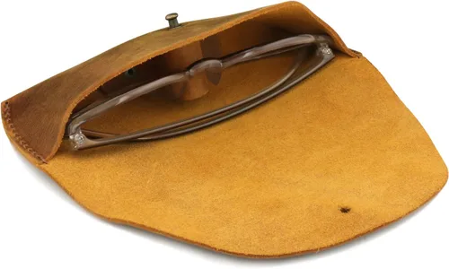 Vista 2 de Londo Funda de piel auténtica para gafas y gafas de sol con cierre de botón