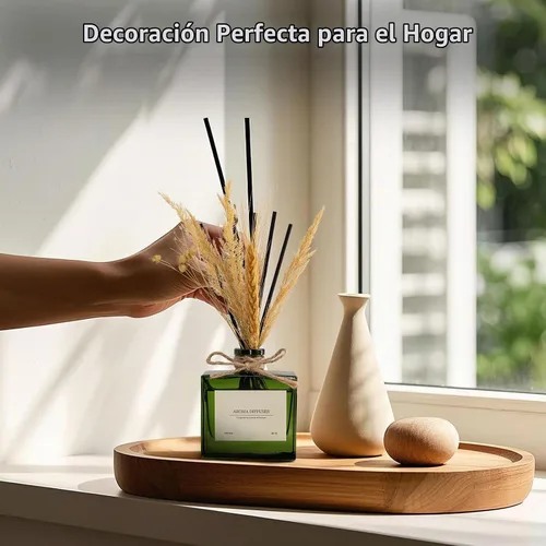 Vista 5 de Difusor de junco, 6.09 onzas, difusor de aroma a bosque cítrico con varillas y flores secas, difusor de 120 días de larga duración para el hogar