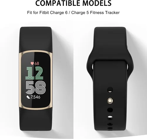Vista 2 de Meliya Correa compatible con Fitbit Charge 6 Bands/Fitbit Charge 5 Bandas Mujeres Hombres, Silicona Suave Ajustable Impermeable Deportiva Correa