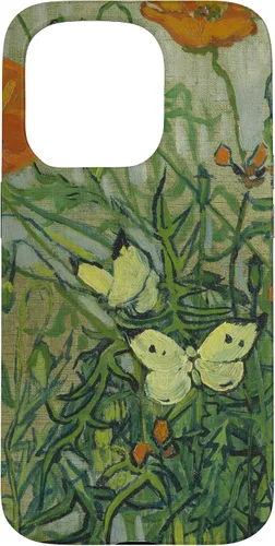 Vista 14 de Vincent Van Gogh - Carcasa para iPhone 17, diseño de mariposas y amapolas