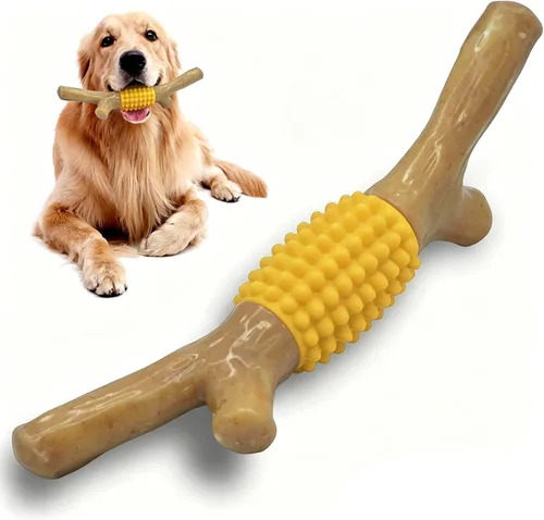 Vista 9 de SCHITEC Juguete masticable para perros para masticadores agresivos, nailon resistente y goma para dentición, juguete para mantenerlos ocupados Azul