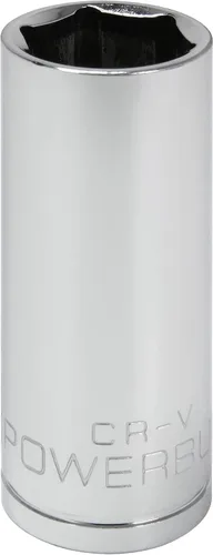 Vista 13 de Powerbuilt 3/8 de pulgada x 1/2 pulgada SAE Deep Socket, 12 puntos, cromo-vanadio, marca de tamaño - 940046