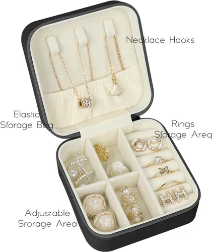 Vista 4 de Estuche de joyería de viaje, caja de joyería de viaje, mini estuche de joyería de viaje, estuche organizador de joyas, cajas organizadoras