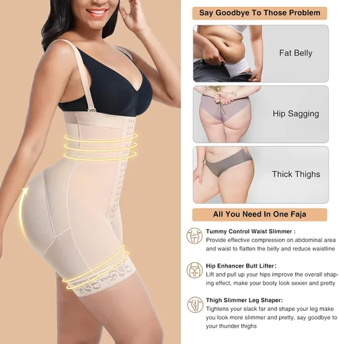 Vista 2 de FeelinGirl Faja moldeadora para mujer, con control de abdomen, moldeador de glúteos, pantalones cortos de faja, adelgazantes de muslo