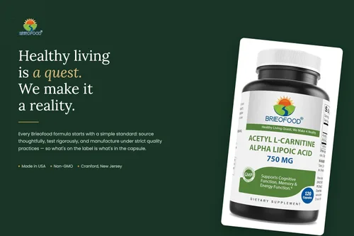Vista 7 de Brieofood Acido acetil L-carnitina alfa lipoico (ALA ALC) 750 mg 120 Cápsulas