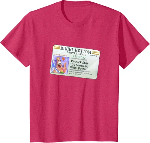 Vista 71 de SpongeBob SquarePants Camiseta con logotipo de Patrick Star Driver License King, Negro