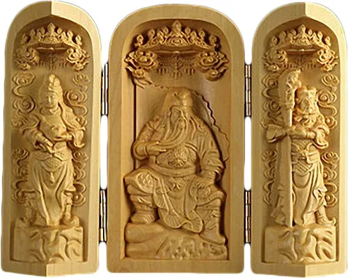 Vista 14 de Caja de oración de budismo tibetano tallado en madera de boj natural (1000 brazos Avalokiteshvara Diosa)