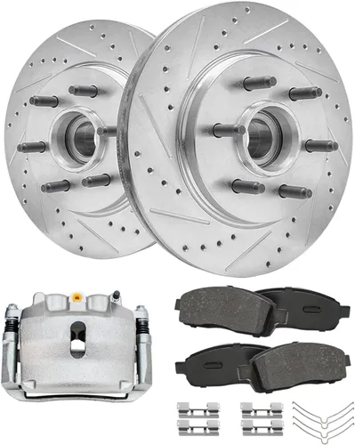 Vista 43 de Detroit Axle - Rotores de freno para Ford 2013-2019 Explorer Taurus Flex Lincoln MKT MKS, rotores de freno de disco ranurados perforados de repuesto