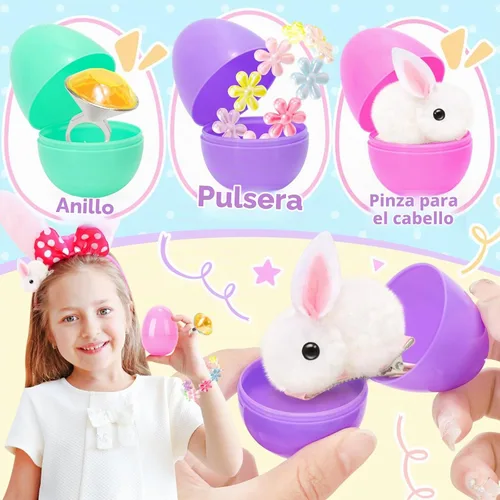 Vista 6 de CatchCute - Conejitos de peluche de Pascua para niños, conejo interactivo con sonidos, puede caminar y mover la cola con correa de control remoto