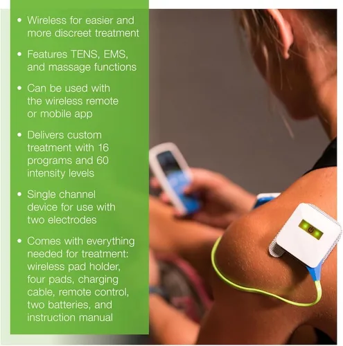 Vista 2 de AccuRelief - Unidad Tens Inalámbrica y Estimulador Muscular EMS - Incluye Masajador de Pulsos - Dispositivo de Alivio del Dolor con Control Remoto