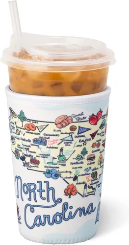 Vista 2 de Swig Life Funda Mediana para Taza de Café Helado Coolie, Funda Aislante de Taza de Café Helado Estándar de 22oz con Asa, Funda Aislante de Neopreno