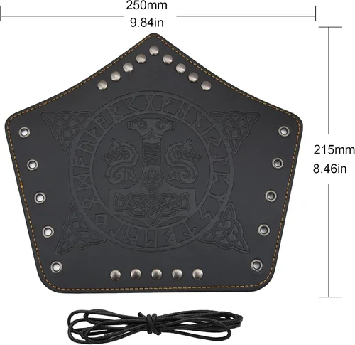 Vista 4 de AZORA Pulsera de cuero con guantelete medieval, con hebilla, brazalete ancho, armadura, 2