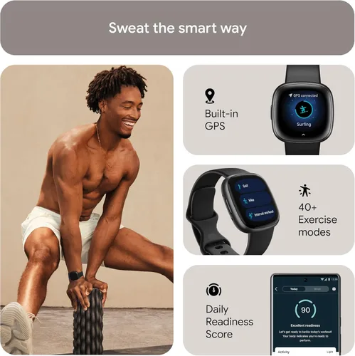Vista 2 de Fitbit Versa 4 Fitness Smartwatch con preparación diaria, GPS, frecuencia cardíaca 24/7, más de 40 modos de ejercicio, seguimiento del sueño y más