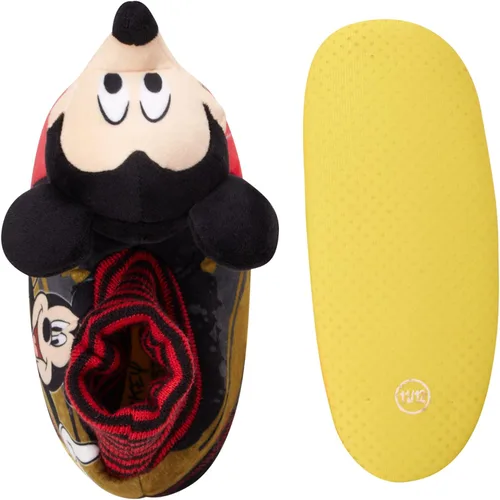 Vista 5 de Disney Boys' Mickey Mouse Slippers 3D Head Plush Sock Top Slippers (ToddlerBoy)