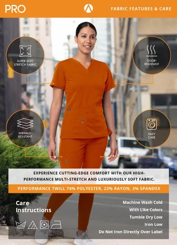 Vista 7 de Adar Pro Breakthrough Plus - Conjunto de uniforme médico para mujer, parte superior con cuello en V mejorado y pantalones con múltiples bolsillos