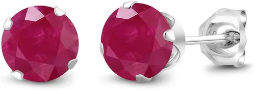 Vista 47 de Gem Stone King Aretes redondos de plata de ley 925 con piedra natal de 0.236 in para mujer