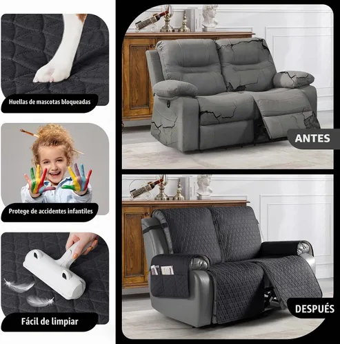 Vista 2 de TAOCOCO Funda reclinable 100% impermeable, antideslizante, lavable, con correas elásticas para las piernas, protector de muebles para perros