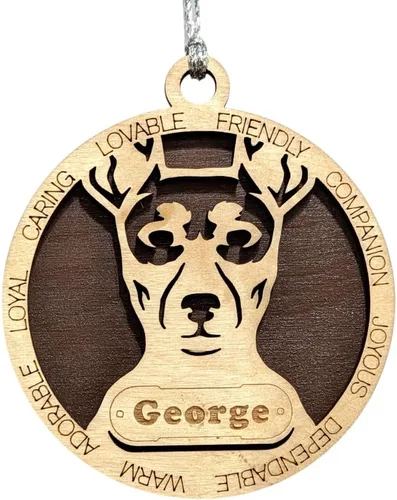 Vista 75 de Adorno de Navidad personalizado para perro Cavalier King Charles Spaniel, redondo de 3 pulgadas, madera cortada con láser de 2 capas, nombre y texto