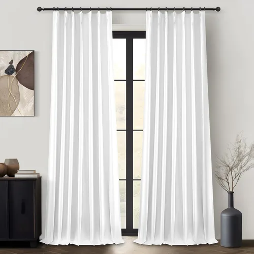 Vista 10 de Cortinas y Drapeados Modernos con Pliegues Pellizco Rosa Bebé de 84 Pulgadas de Largo, Juego de 2 Paneles para Sala de Estar, Cortina de Ventana