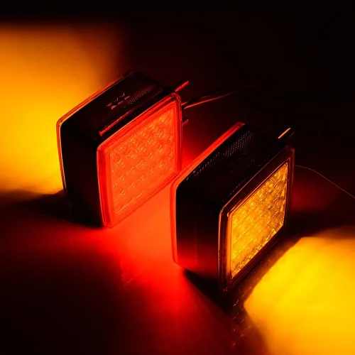 Vista 5 de Astra Depot 2 luces cuadradas de 51 LED para guardabarros de remolque, luces direccionales, doble cara, pedestal, luz de esquina, reflector, doble