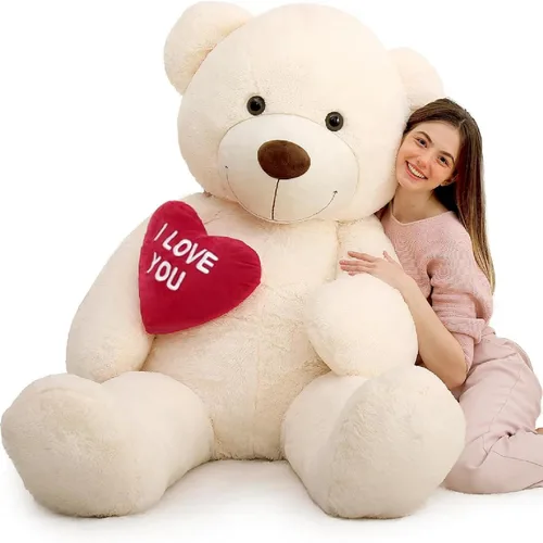 Vista 11 de MaoGoLan Oso de peluche gigante de 52" Oso de peluche - Te amo Corazón rojo Oso de peluche grande para regalo de San Valentín, aniversario, larga