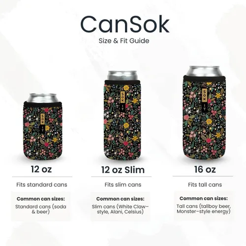 Vista 3 de Sok It Can Sok - Funda de neopreno aislada para cerveza y soda (floral abstracto, funda para lata de 12 onzas)