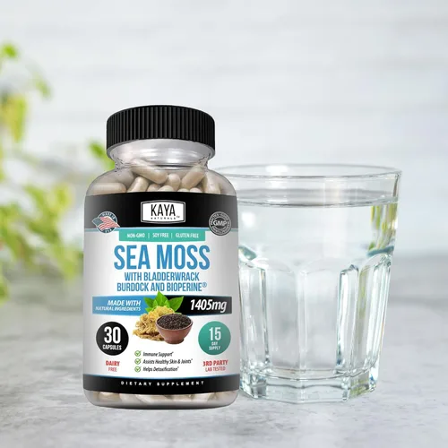 Vista 7 de Kaya Naturals Sea Moss - Suplemento de movilidad para hombres y mujeres, con raíz de bardana, musgo irlandés, vejiga y bioperina, para la salud