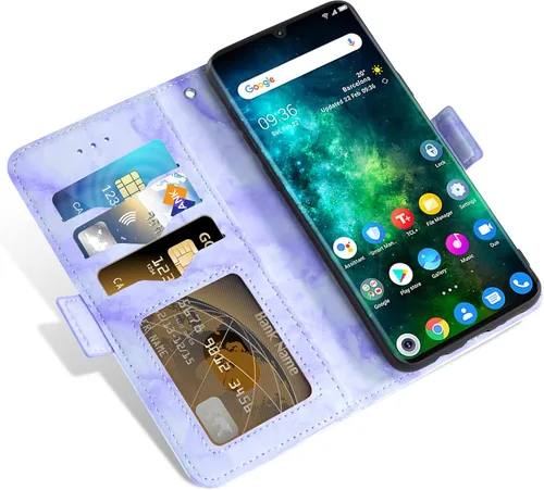 Vista 3 de Asuwish Funda compatible con TCL 10 Pro y protector de pantalla de vidrio templado, accesorios para celdas, ranura para tarjetero, soporte
