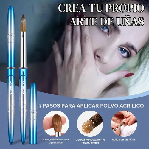 Vista 5 de Pincel para Uñas Acrílicas Tamaño 12, KEMEISI 100% Puro Kolinsky Pinceles de Arte para Uñas Mango Resistente Forma Ovalada Herramientas de Diseño
