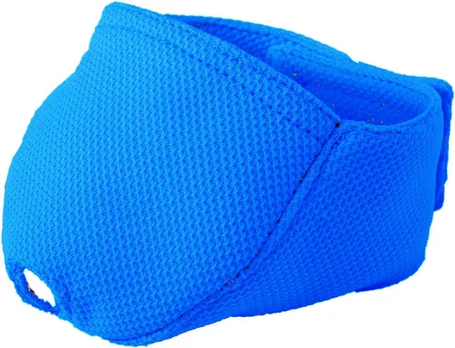 Vista 4 de Bozal para gatos con tela suave y flexible, máscara de gato, bozal para evitar mordeduras, masticar, aseo, antiarañazos (XS, azul)