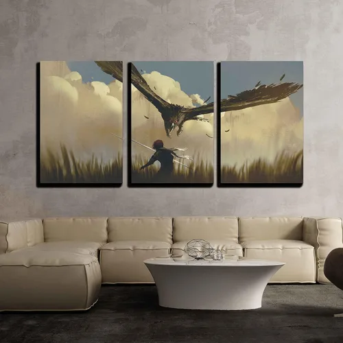 Vista 13 de wall26 - Arte de pared en lienzo de 3 piezas, delfín y león marino bajo el agua sobre fondo del océano mirándote - Arte moderno para el hogar