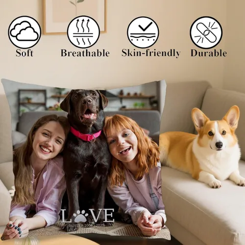 Vista 4 de Custom Memory Pillow Case Created with a Single Photo and Your Chosen Words Forming a comforting Cushion That Also Makes a Thoughtful Gift