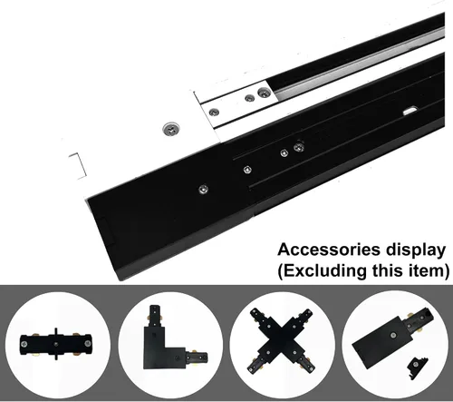 Vista 7 de H Track Light 120V 6.6 Feet H 3-Wire Track Negro, Con accesorios de montaje, circuito único, Para H Tipo LED Track Lighting Heads