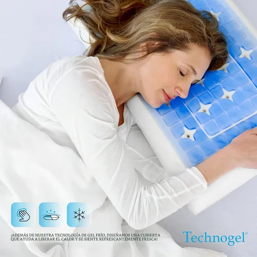 Vista 2 de Technogel Almohada de gel refrescante de lujo, tecnología de enfriamiento patentada, espuma viscoelástica inodora, soporte ergonómico transpirable