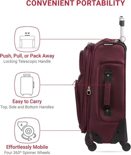 Vista 182 de SwissGear - Equipaje suave expandible Sion con ruedas, Negro