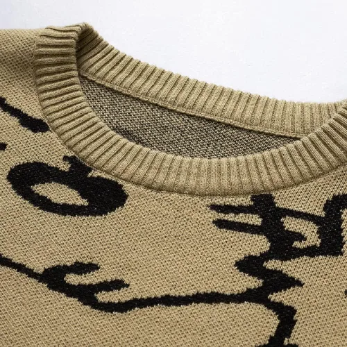 Vista 7 de Suéteres de gato de gran tamaño para hombre, cuello redondo, manga larga, de algodón, lindos suéteres