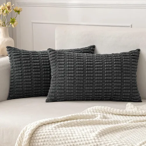Vista 7 de MIULEE - Paquete de 2 fundas de cojín decorativas de corduroy, modernas y boho, suaves, con rayas, decoración del hogar, sofá, sala de estar, sillón