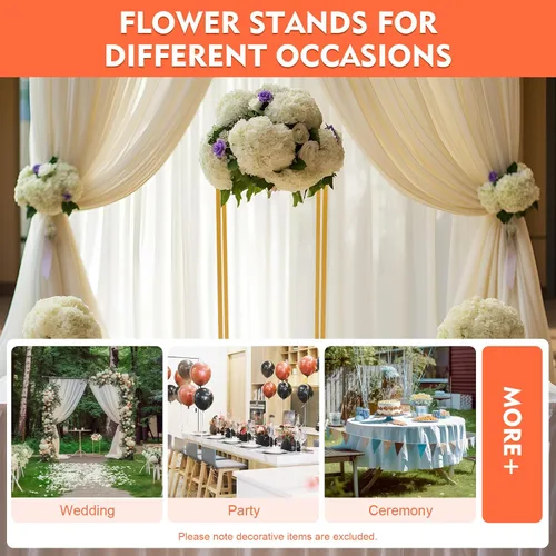 Vista 2 de 10 soportes geométricos dorados de 23 pulgadas para decoración de boda, soportes de columna de jarrón de metal para eventos, fiestas, decoración